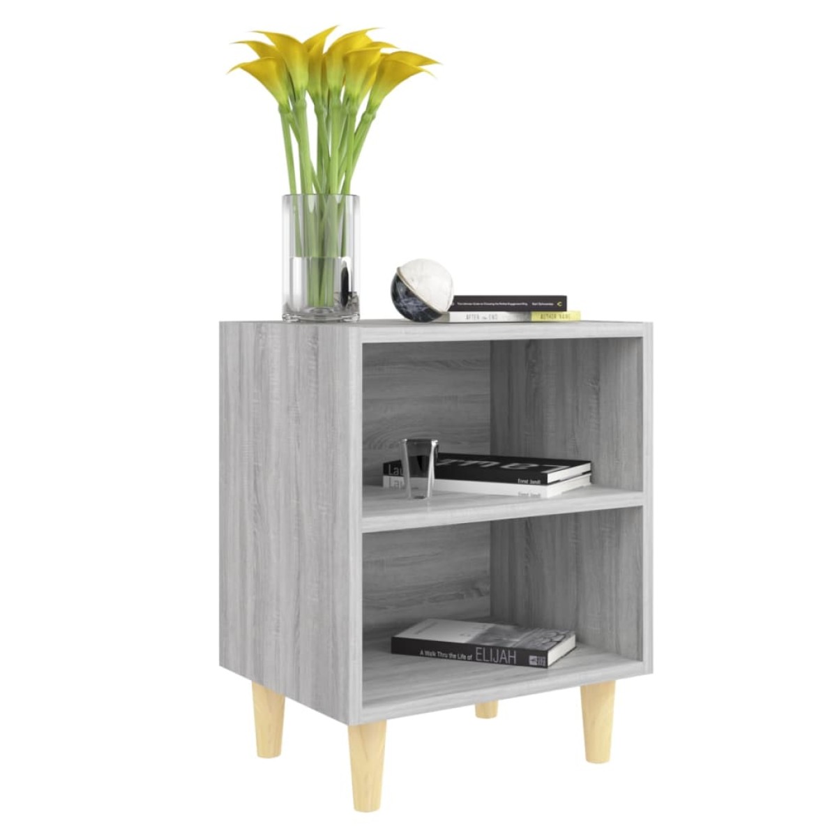 vidaXL Κομοδίνο Γκρι Sonoma 40 x 30 x 50 εκ. με Μασίφ Ξύλινα Πόδια