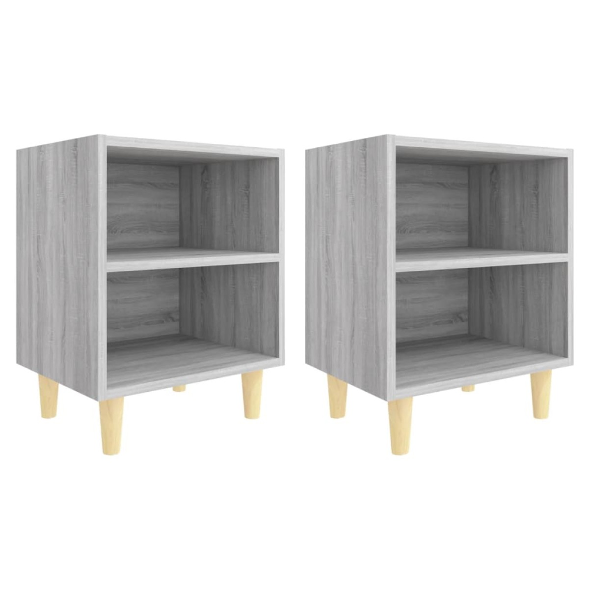 vidaXL Κομοδίνα 2 τεμ. Γκρι Sonoma 40x30x50 εκ. με Μασίφ Ξύλινα Πόδια
