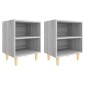 vidaXL Κομοδίνα 2 τεμ. Γκρι Sonoma 40x30x50 εκ. με Μασίφ Ξύλινα Πόδια