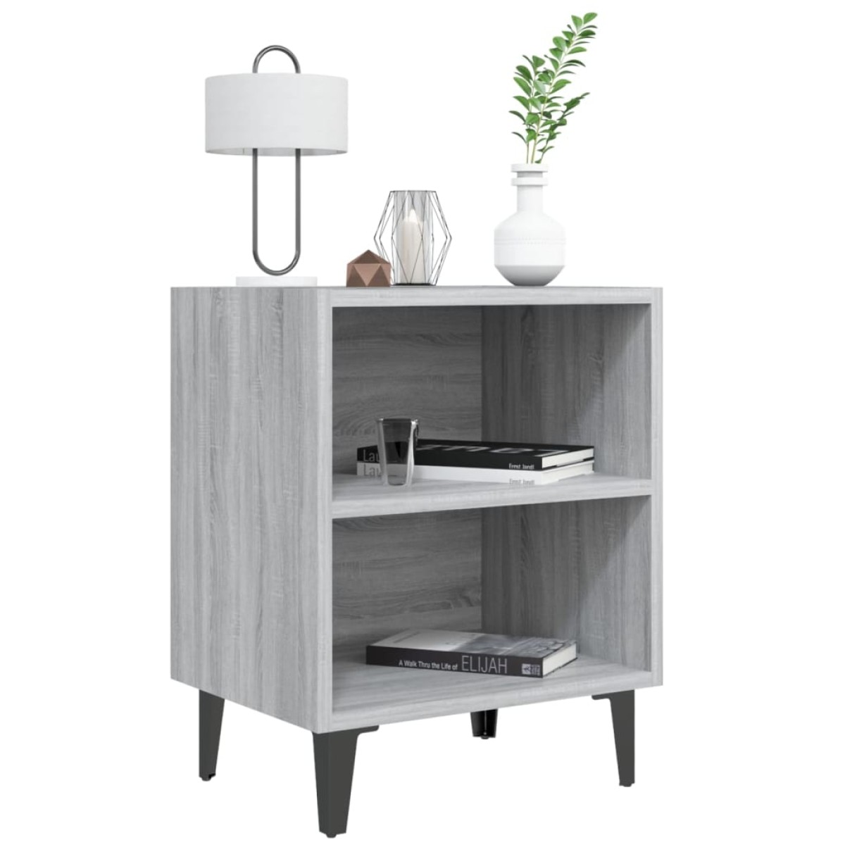 vidaXL Κομοδίνο Γκρι Sonoma 40 x 30 x 50 εκ. με Μεταλλικά Πόδια