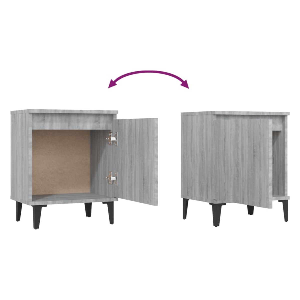 vidaXL Κομοδίνο Γκρι Sonoma 40 x 30 x 50 εκ. με Μεταλλικά Πόδια