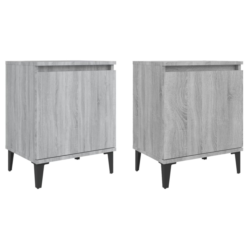 vidaXL Κομοδίνα Γκρι Sonoma 40 x 30 x 50 εκ. με Μεταλλικά Πόδια