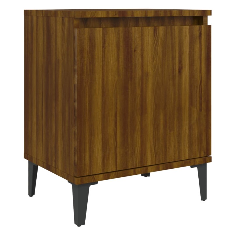 vidaXL Κομοδίνο Καφέ Δρυς 40 x 30 x 50 εκ. με Μεταλλικά Πόδια