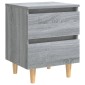 vidaXL Κομοδίνο Γκρι Sonoma 40 x 35 x 50 εκ. με Μασίφ Ξύλινα Πόδια