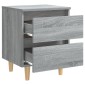 vidaXL Κομοδίνο Γκρι Sonoma 40 x 35 x 50 εκ. με Μασίφ Ξύλινα Πόδια