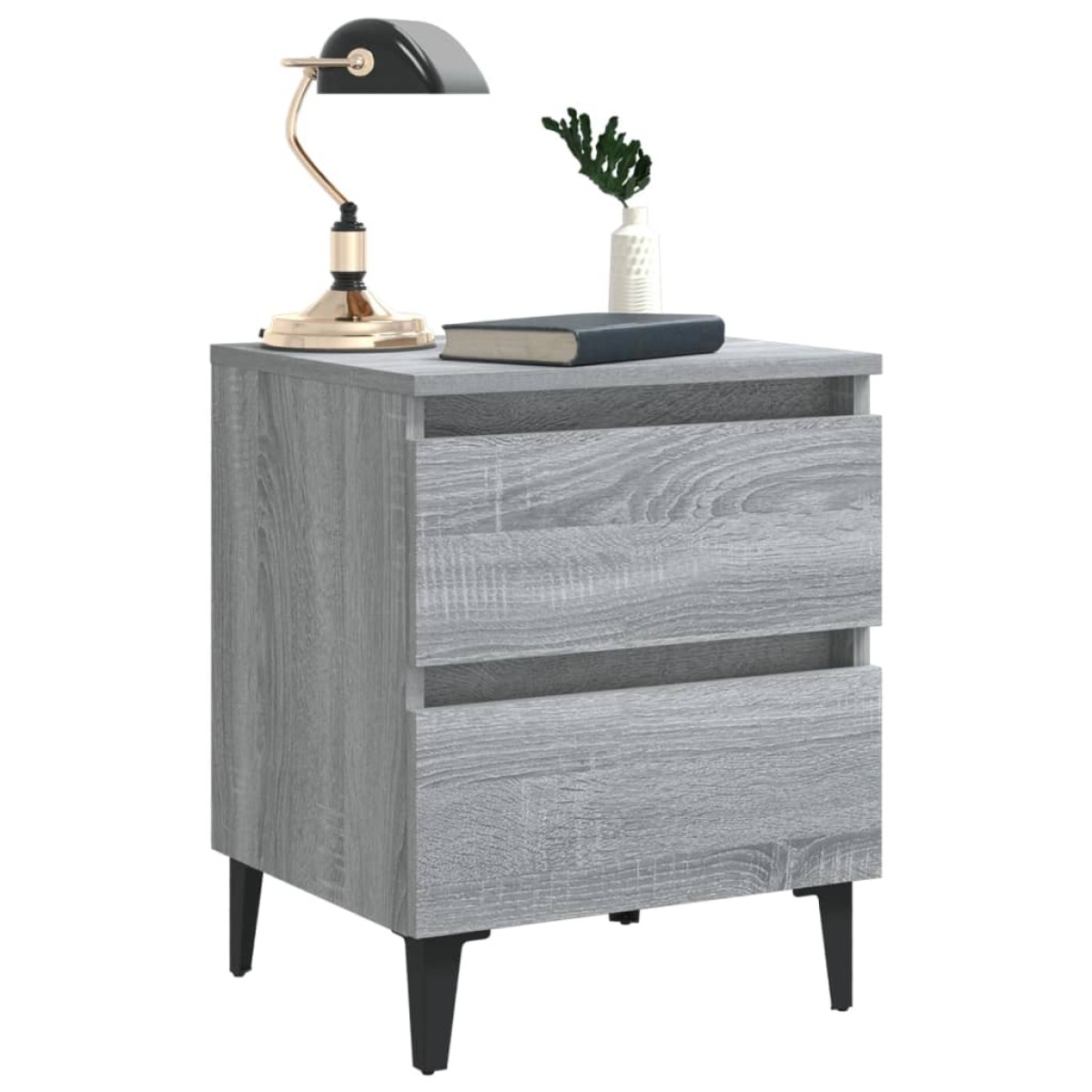 vidaXL Κομοδίνο Γκρι Sonoma 40 x 35 x 50 εκ. με Μεταλλικά Πόδια