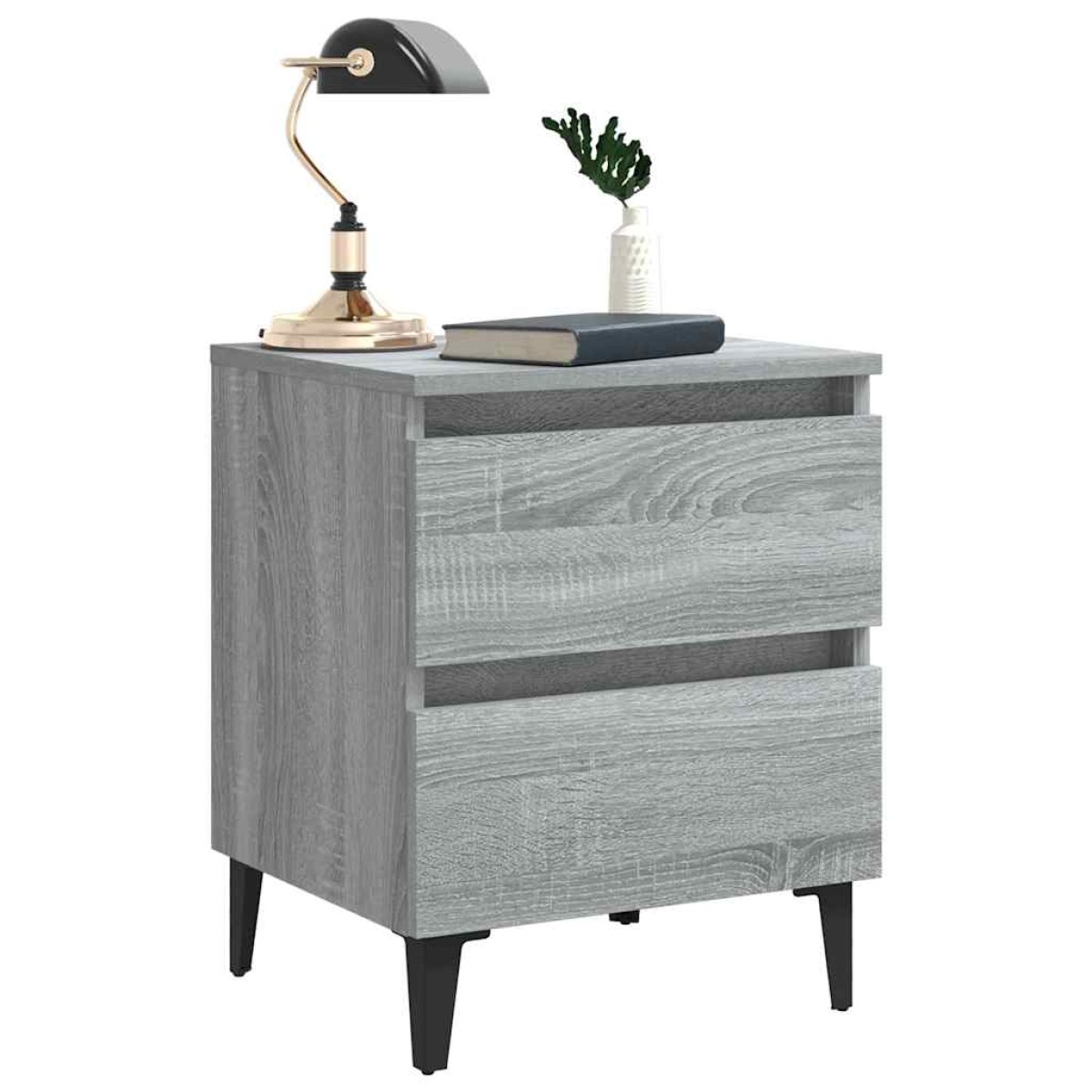 vidaXL Κομοδίνα 2 τεμ. Γκρι Sonoma 40 x 35 x 50 εκ. με Μεταλλικά Πόδια