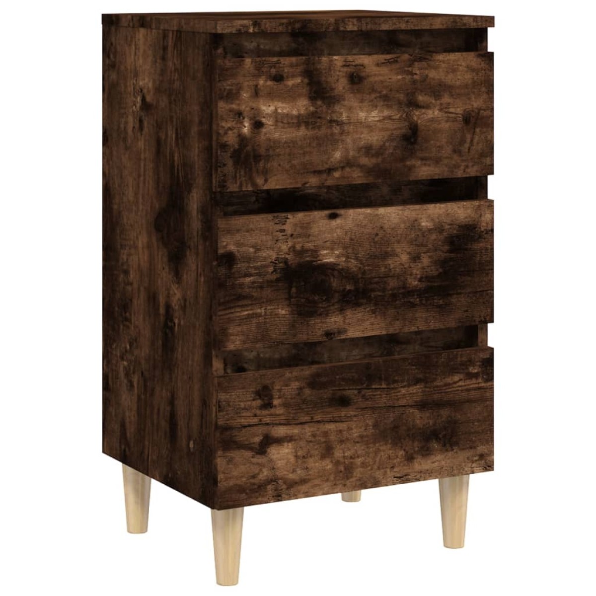 vidaXL Κομοδίνο Καπνιστή Δρυς 40 x 35 x 69 εκ. με Μασίφ Ξύλινα Πόδια