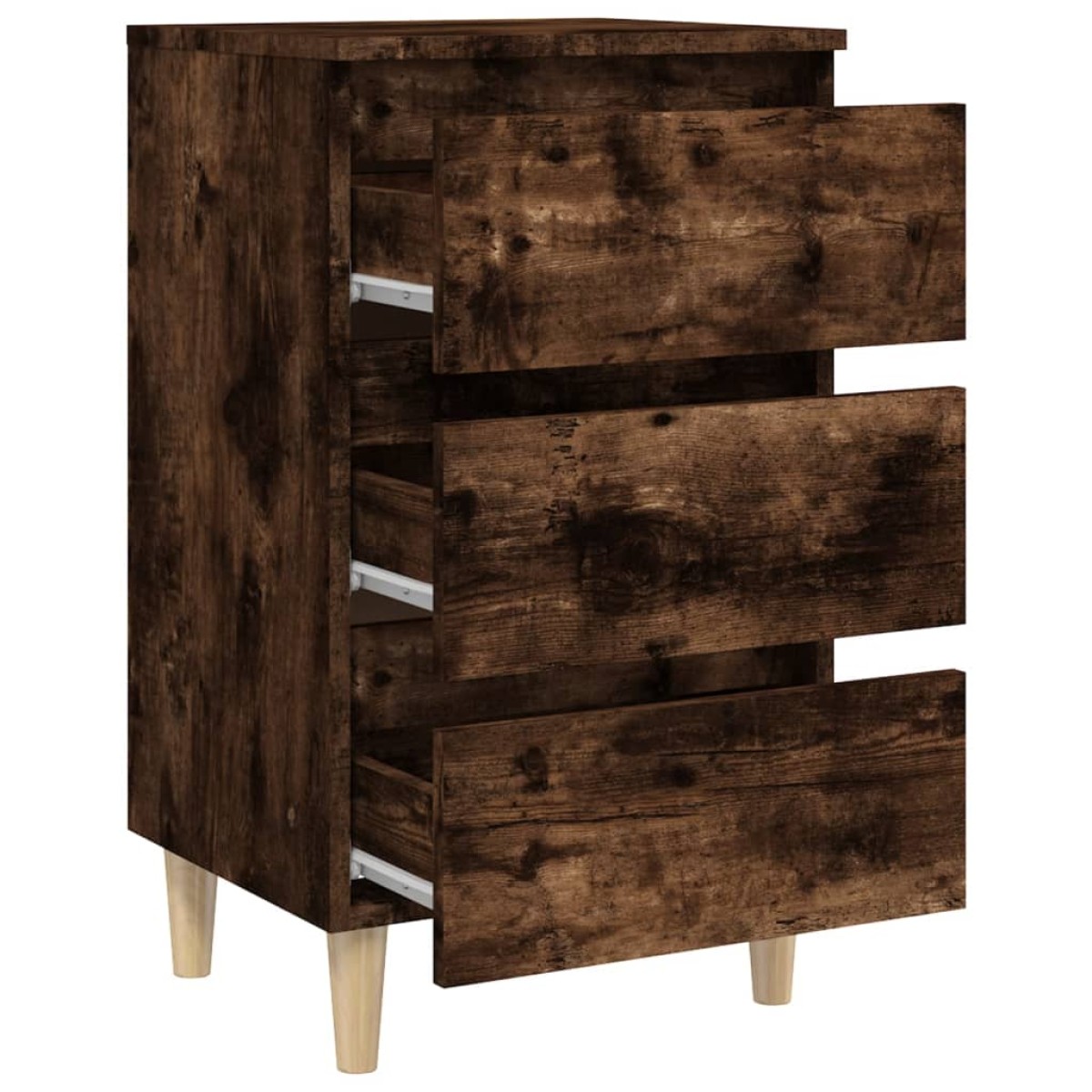 vidaXL Κομοδίνο Καπνιστή Δρυς 40 x 35 x 69 εκ. με Μασίφ Ξύλινα Πόδια