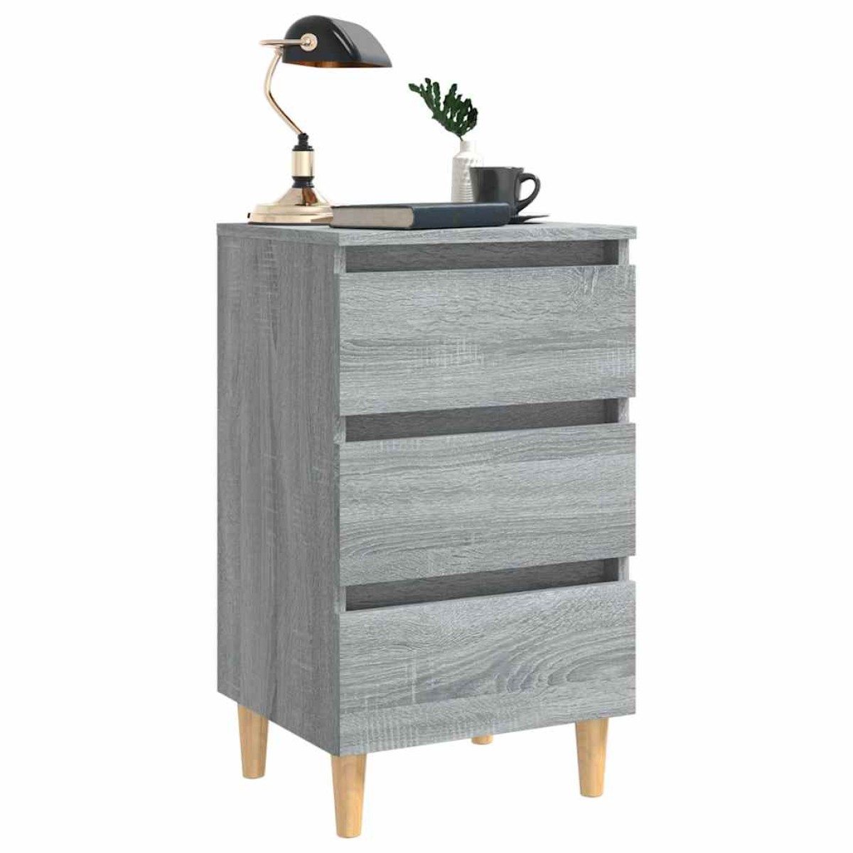 vidaXL Κομοδίνο Γκρι Sonoma 40 x 35 x 69 εκ. με Μασίφ Ξύλινα Πόδια