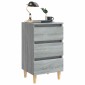 vidaXL Κομοδίνο Γκρι Sonoma 40 x 35 x 69 εκ. με Μασίφ Ξύλινα Πόδια