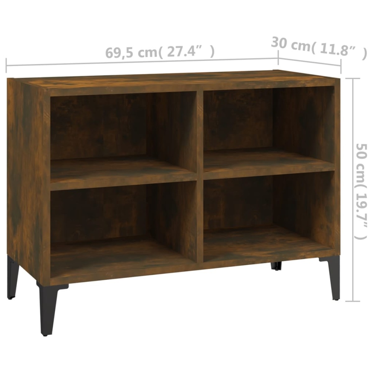 vidaXL Έπιπλο Τηλεόρασης Καπνιστή Δρυς 69,5x30x50 εκ & Μεταλλικά Πόδια
