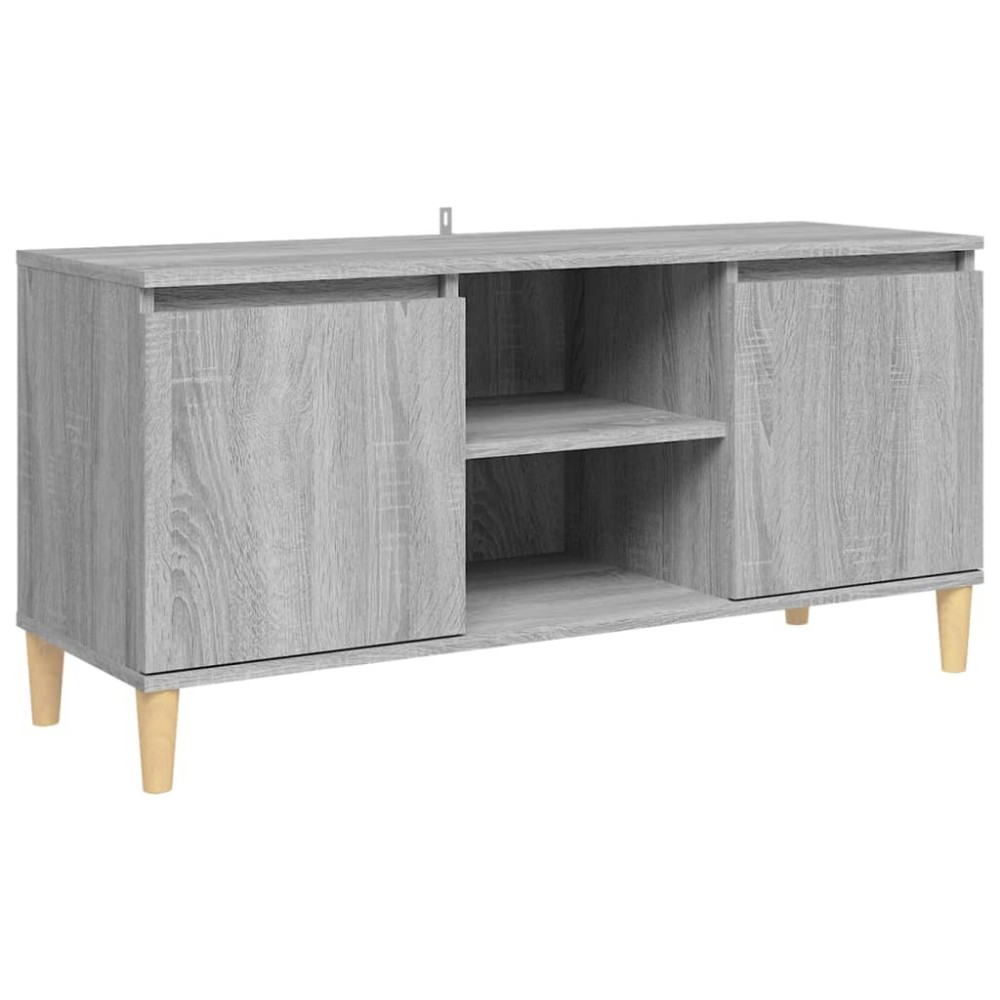 vidaXL Έπιπλο Τηλεόρασης Γκρι Sonoma 103,5x35x50 εκ Μασίφ Ξύλινα Πόδια
