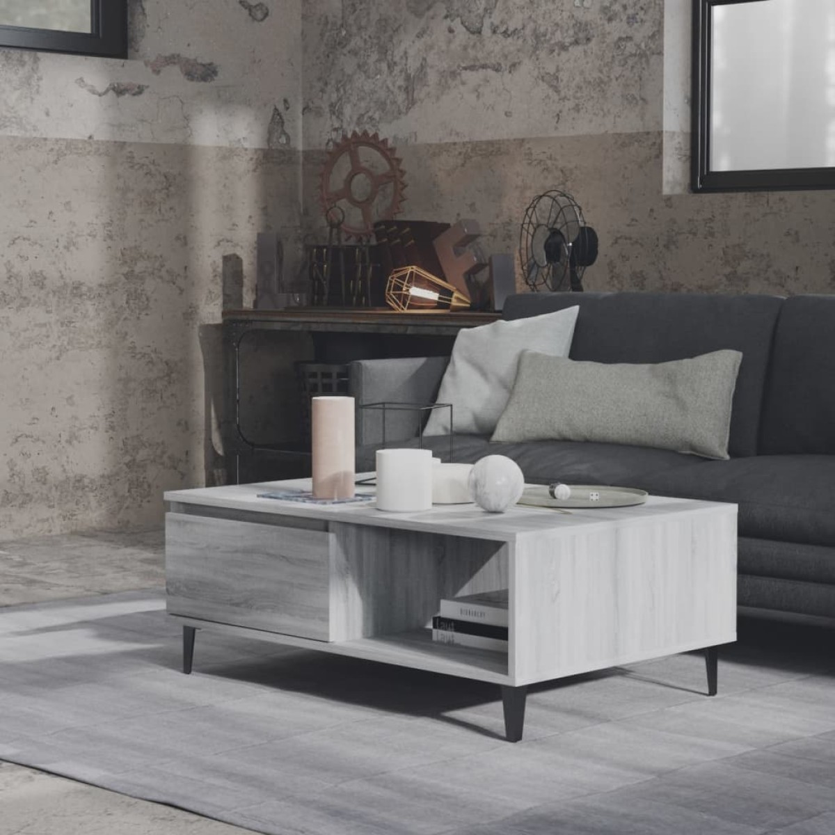 vidaXL Τραπεζάκι Σαλονιού Γκρι Sonoma 90 x 60 x 35 εκ. από Μοριοσανίδα