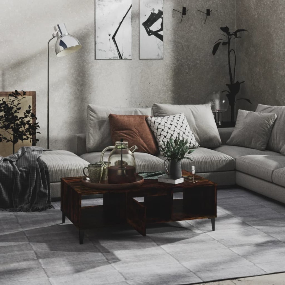 vidaXL Τραπεζάκι Σαλονιού Καπνιστή Δρυς 103,5x60x35 εκ από Μοριοσανίδα