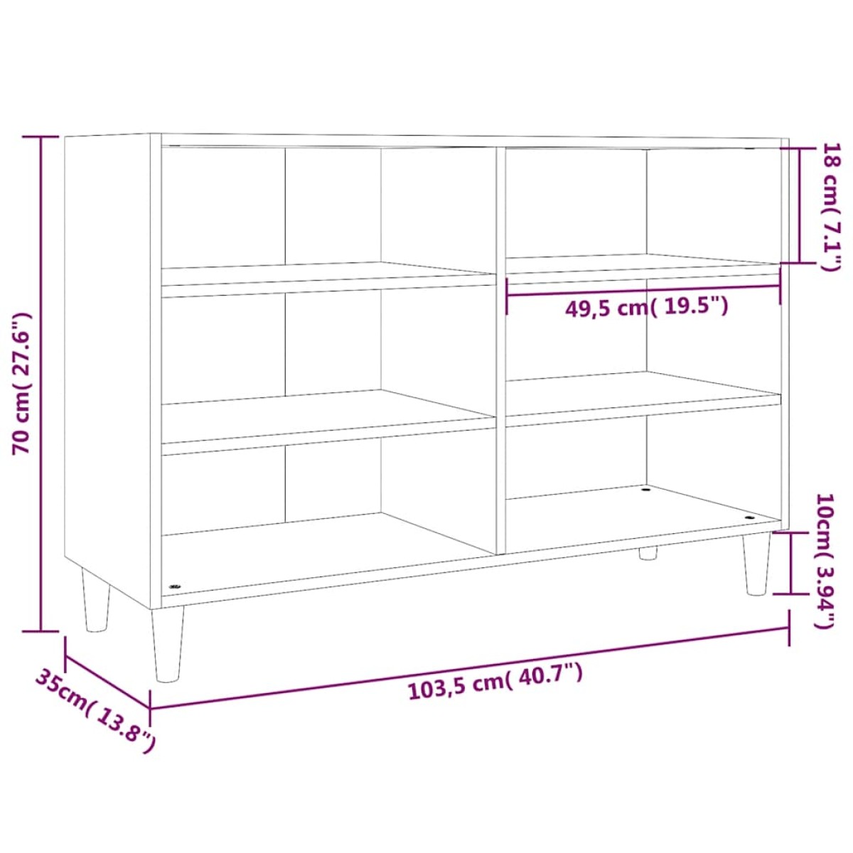 vidaXL Ραφιέρα Γκρι Sonoma 103,5 x 35 x 70 εκ. από Μοριοσανίδα