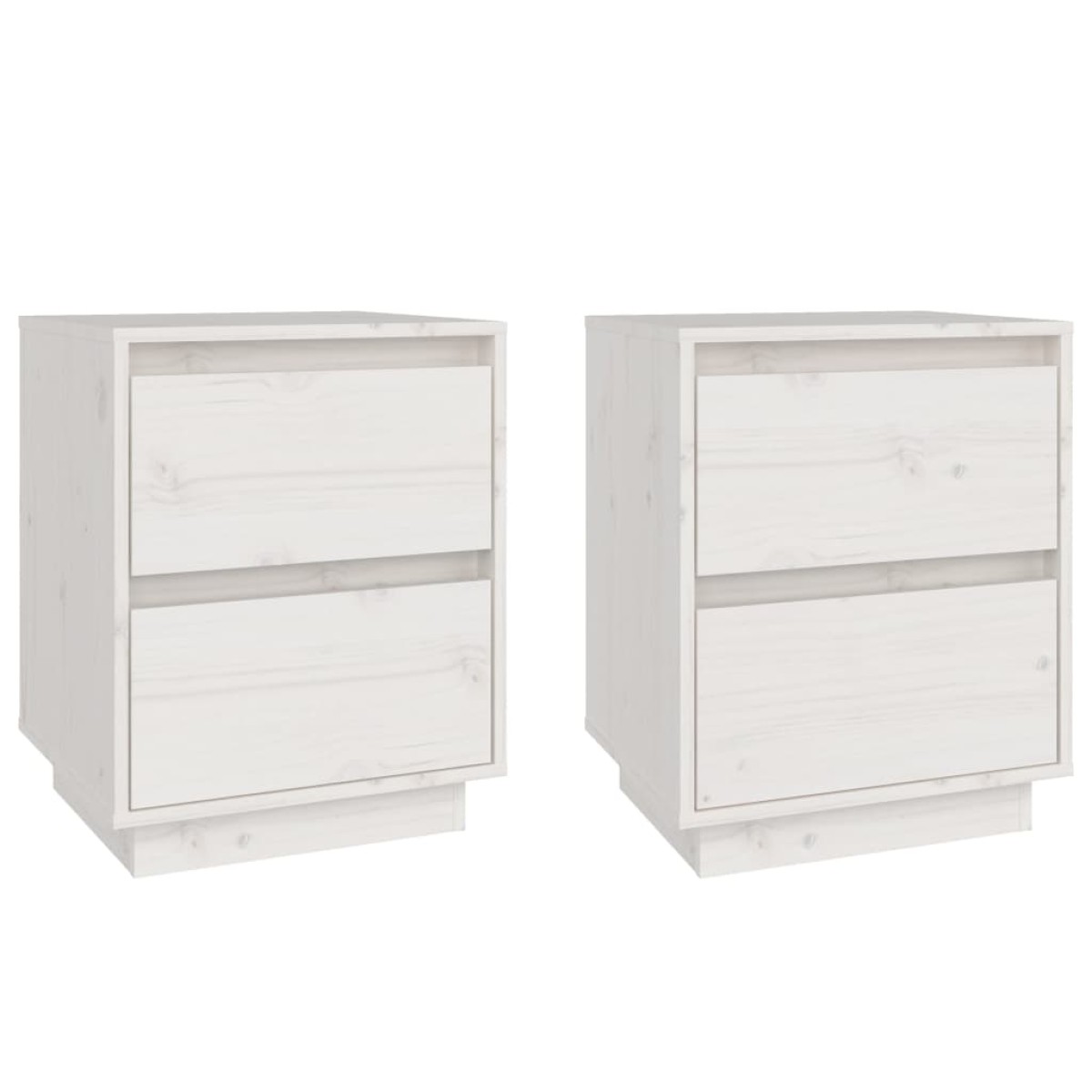 vidaXL Κομοδίνα 2 τεμ. Λευκά 40 x 35 x 50 εκ. από Μασίφ Ξύλο Πεύκου