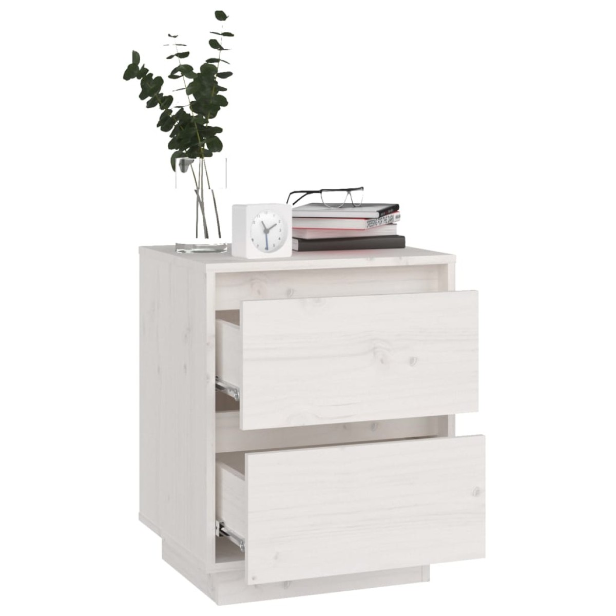 vidaXL Κομοδίνα 2 τεμ. Λευκά 40 x 35 x 50 εκ. από Μασίφ Ξύλο Πεύκου