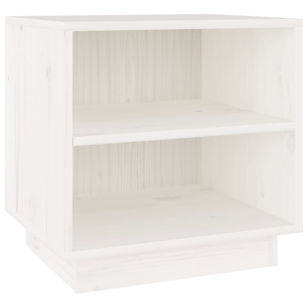 vidaXL Κομοδίνο Λευκό 40 x 34 x 40 εκ. από Μασίφ Ξύλο Πεύκου
