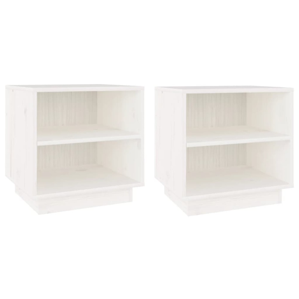 vidaXL Κομοδίνα 2 τεμ. Λευκά 40 x 34 x 40 εκ. από Μασίφ Ξύλο Πεύκου