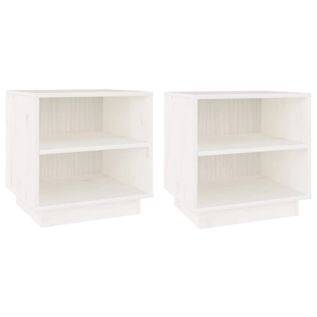 vidaXL Κομοδίνα 2 τεμ. Λευκά 40 x 34 x 40 εκ. από Μασίφ Ξύλο Πεύκου