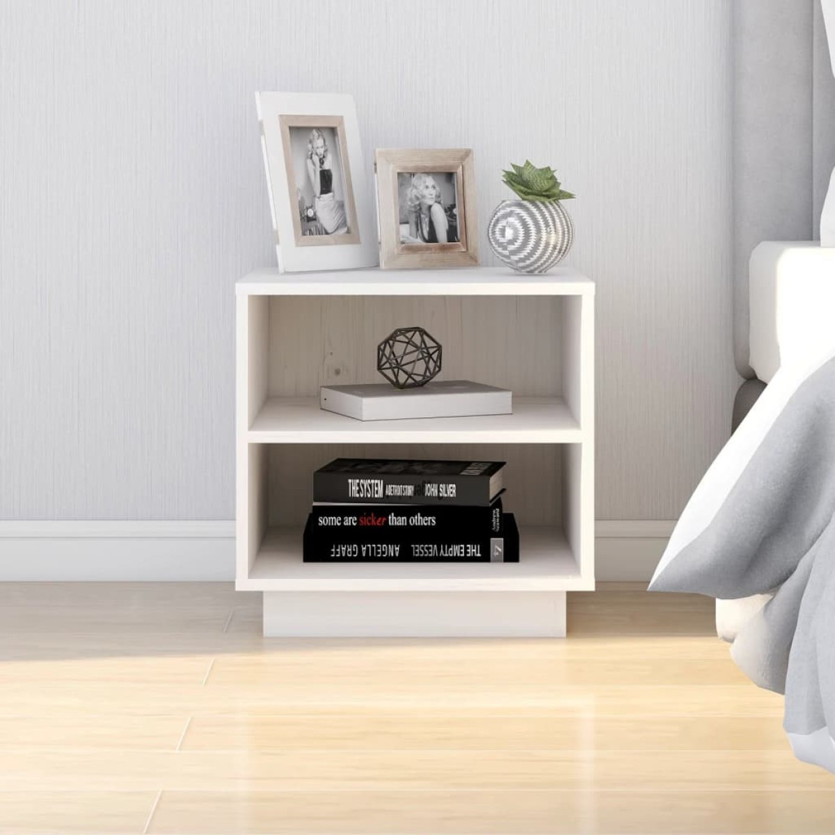 vidaXL Κομοδίνα 2 τεμ. Λευκά 40 x 34 x 40 εκ. από Μασίφ Ξύλο Πεύκου