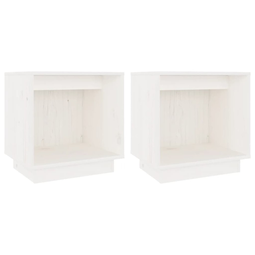 vidaXL Κομοδίνα 2 τεμ. Λευκά 40 x 30 x 40 εκ. από Μασίφ Ξύλο Πεύκου