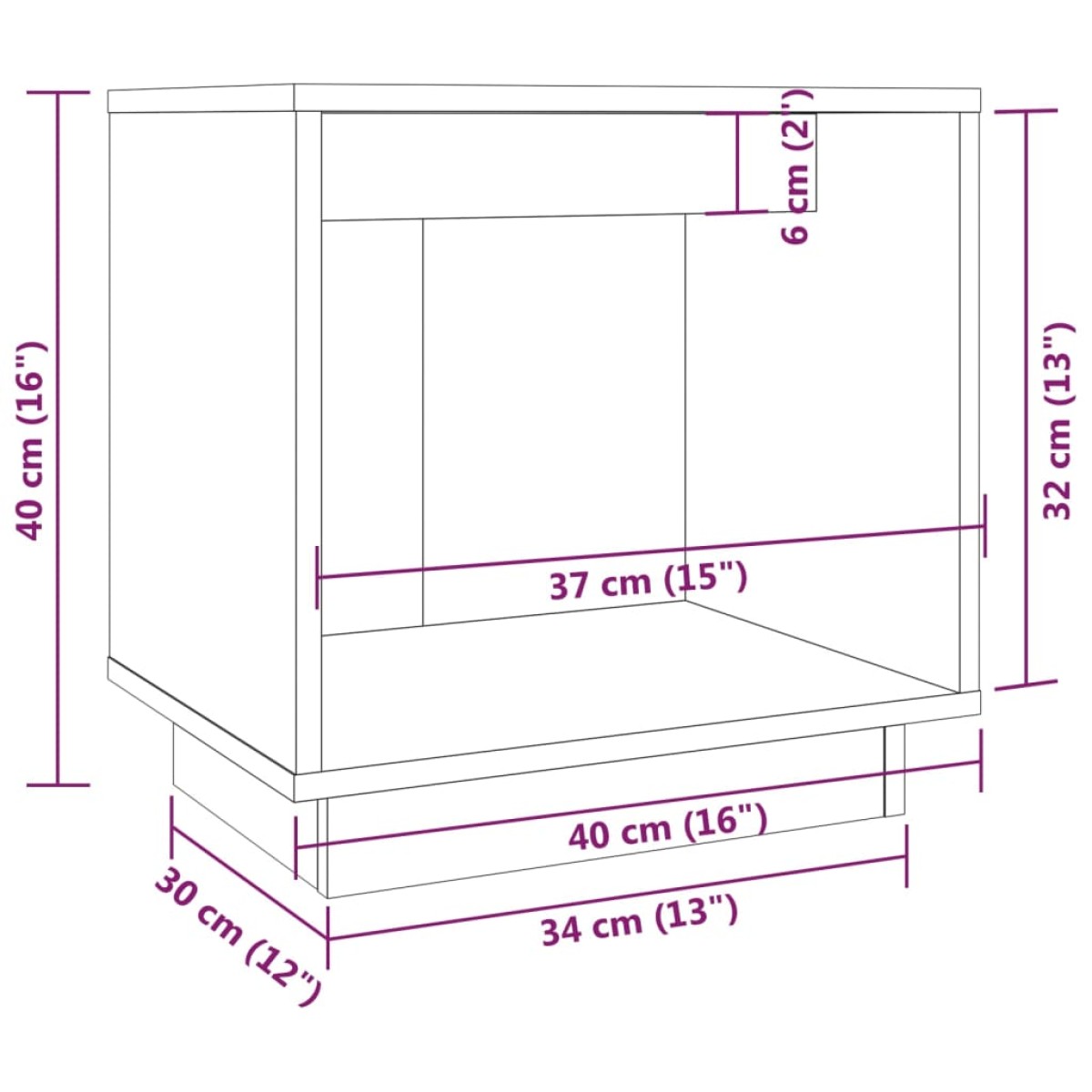 vidaXL Κομοδίνο Καφέ Μελί 40 x 30 x 40 εκ. από Μασίφ Ξύλο Πεύκου