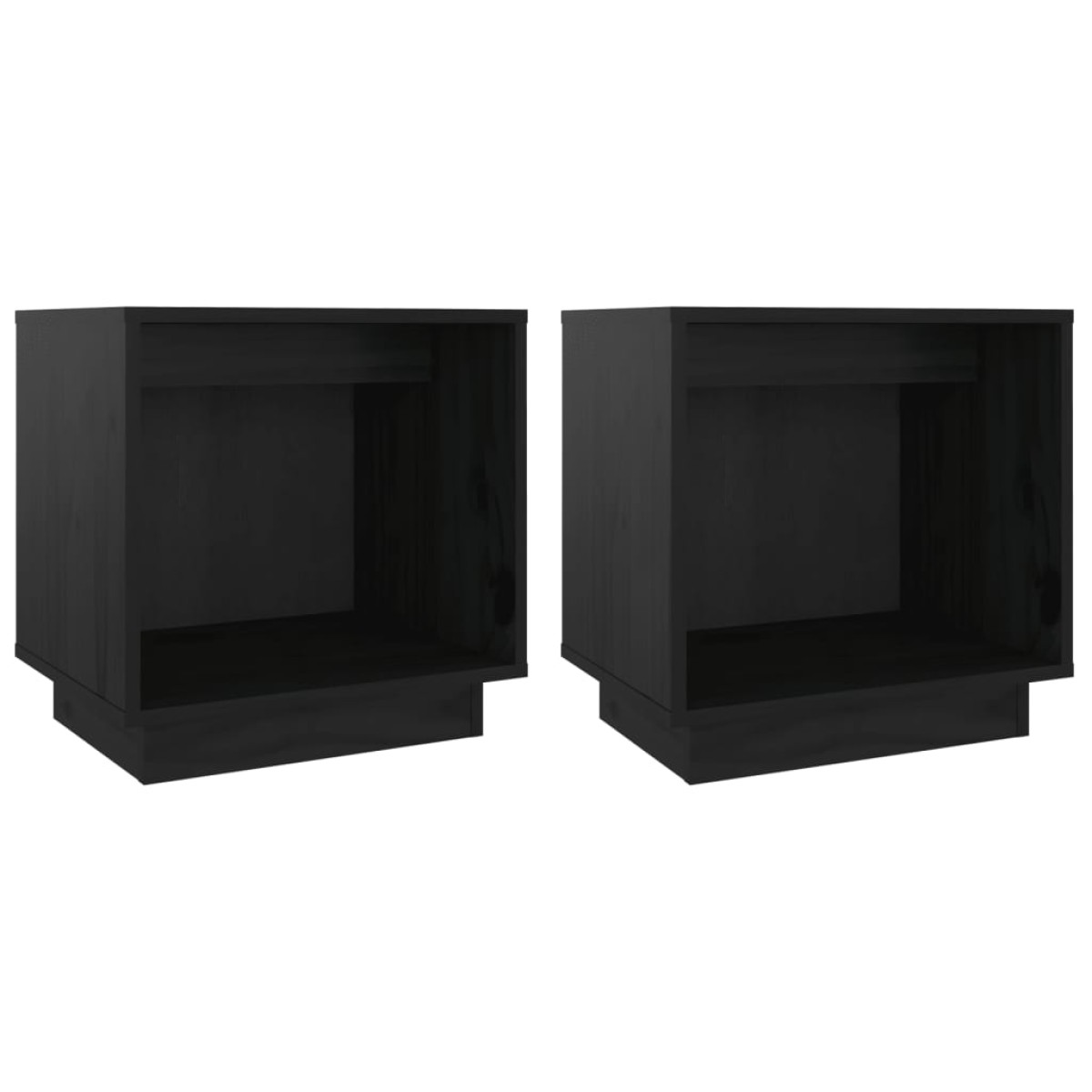 vidaXL Κομοδίνα 2 τεμ. Μαύρα 40 x 30 x 40 εκ. από Μασίφ Ξύλο Πεύκου
