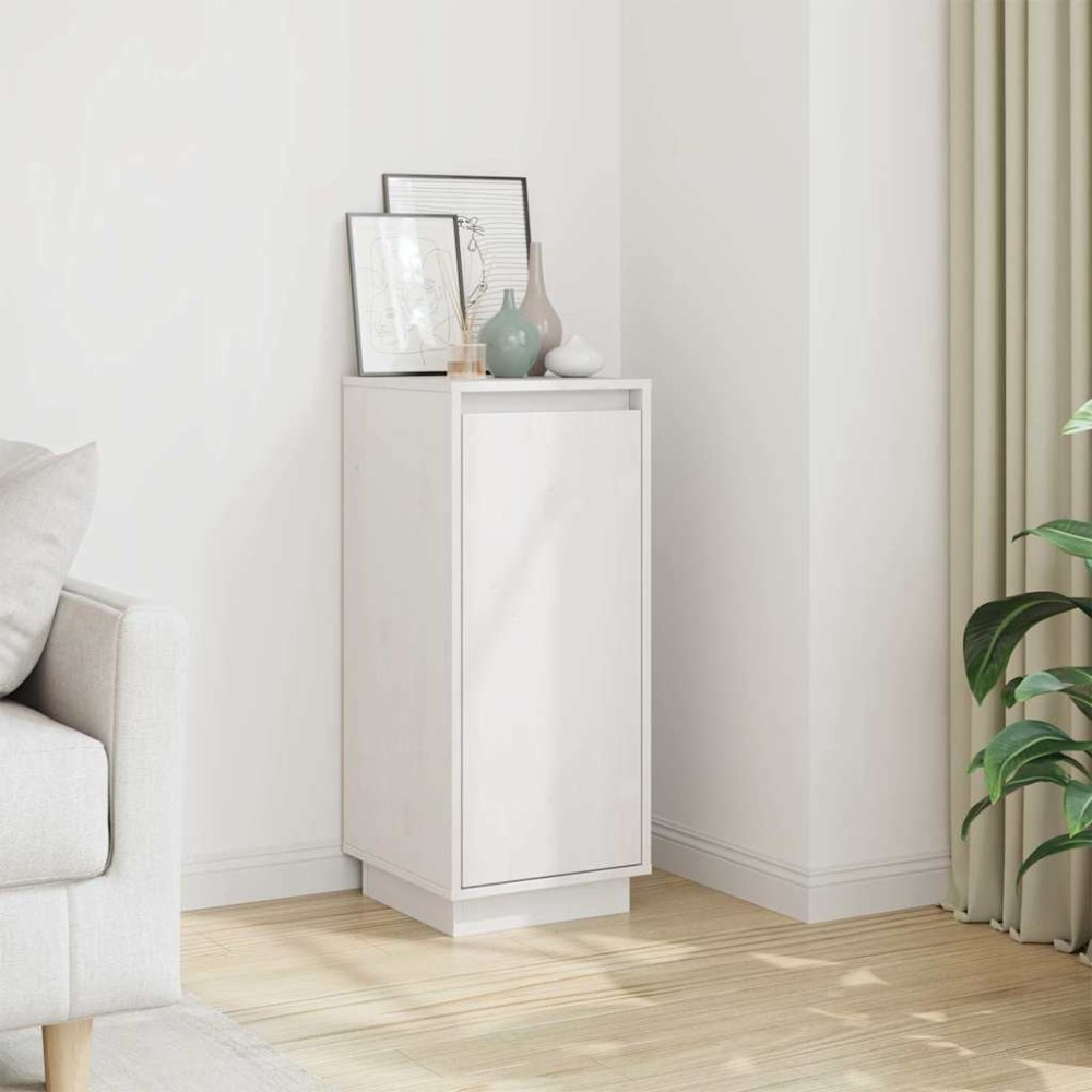vidaXL Ντουλάπι Λευκό 31,5 x 34 x 75 εκ. από Μασίφ Ξύλο Πεύκου