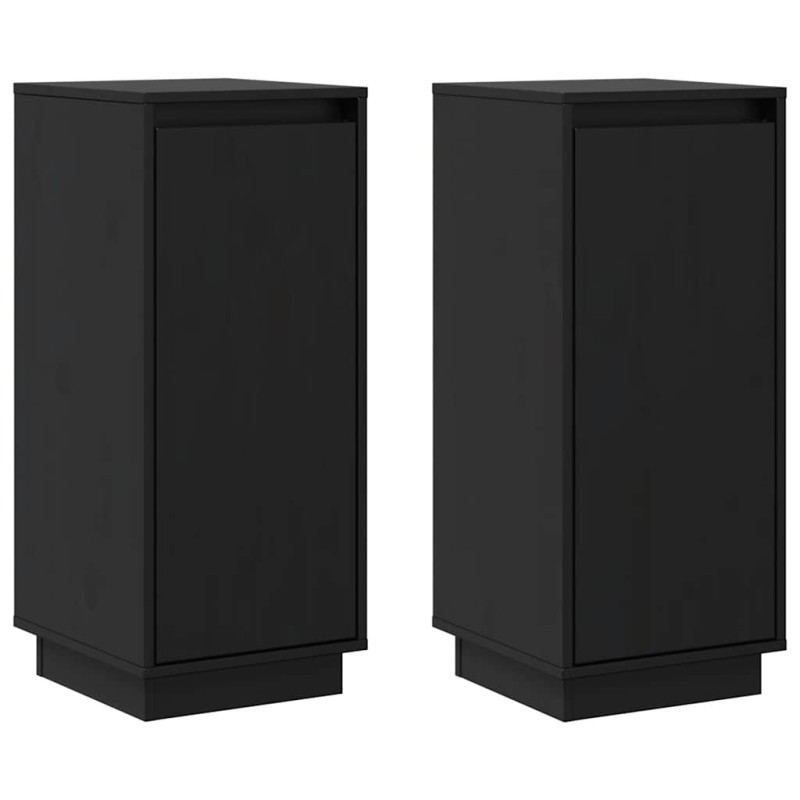 vidaXL Ντουλάπια 2 τεμ. Μαύρα 31,5 x 34 x 75 εκ. από Μασίφ Ξύλο Πεύκου