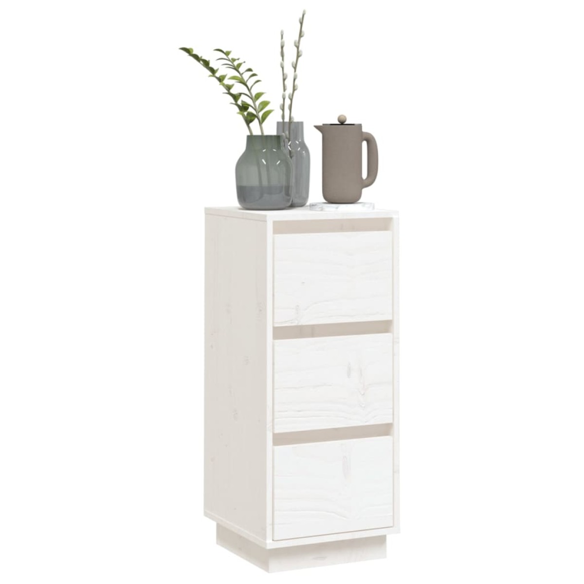 vidaXL Συρταριέρα Λευκή 32 x 34 x 75 εκ. από Μασίφ Ξύλο Πεύκου