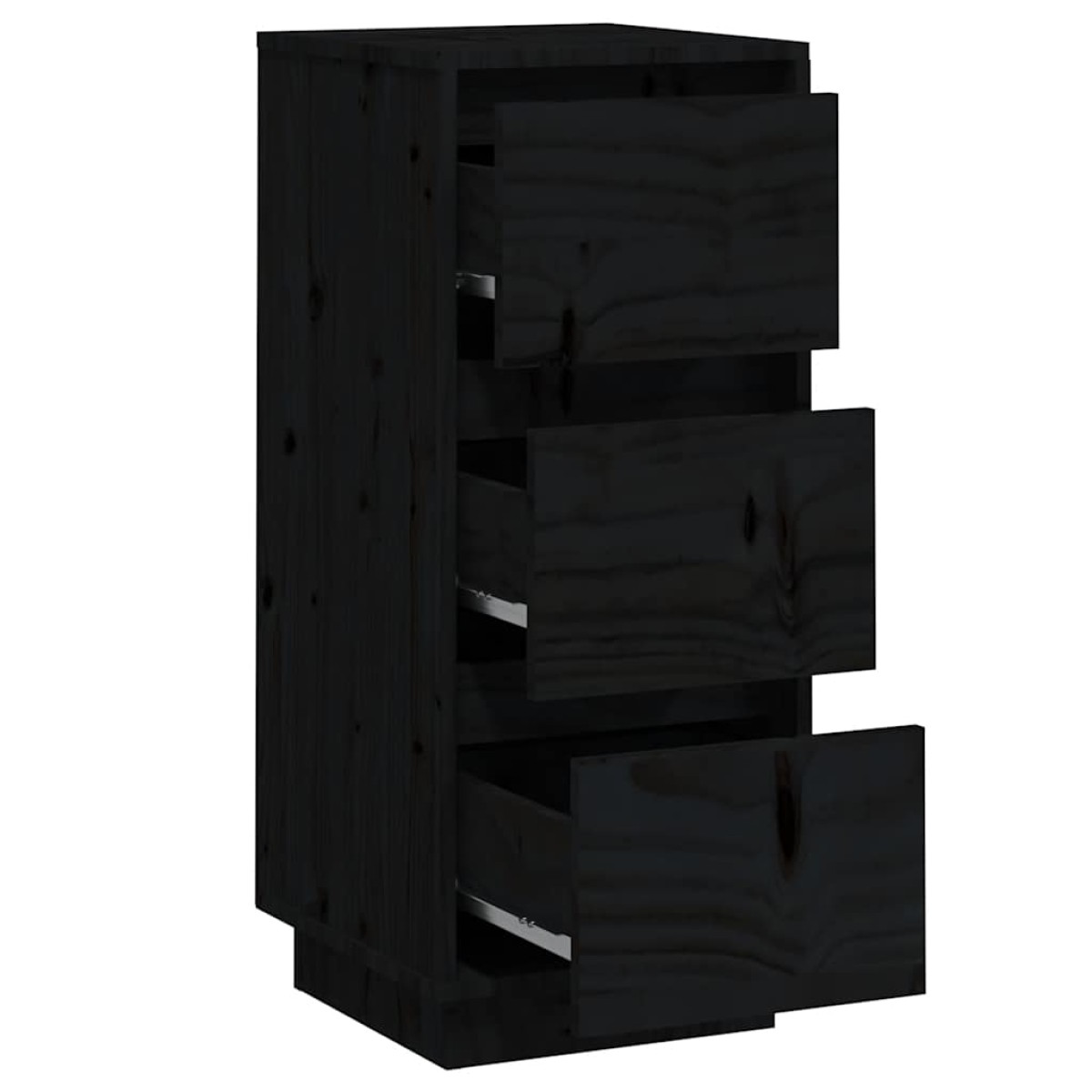 vidaXL Συρταριέρες 2 τεμ. Μαύρες 32x34x75 εκ. από Μασίφ Ξύλο Πεύκου