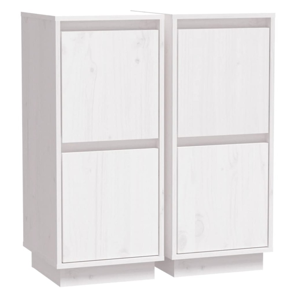 vidaXL Ντουλάπια 2 τεμ. Λευκά 31,5 x 34 x 75 εκ. από Μασίφ Ξύλο Πεύκου