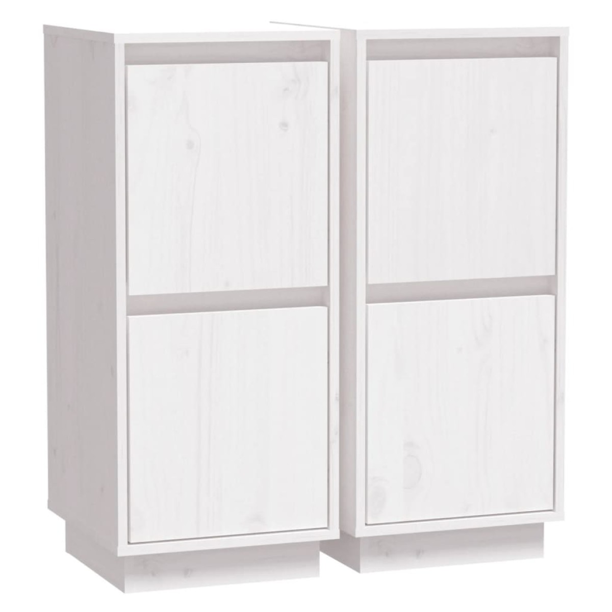 vidaXL Ντουλάπια 2 τεμ. Λευκά 31,5 x 34 x 75 εκ. από Μασίφ Ξύλο Πεύκου