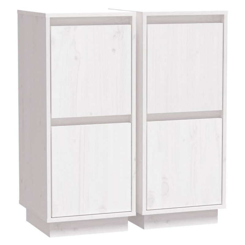 vidaXL Ντουλάπια 2 τεμ. Λευκά 31,5 x 34 x 75 εκ. από Μασίφ Ξύλο Πεύκου