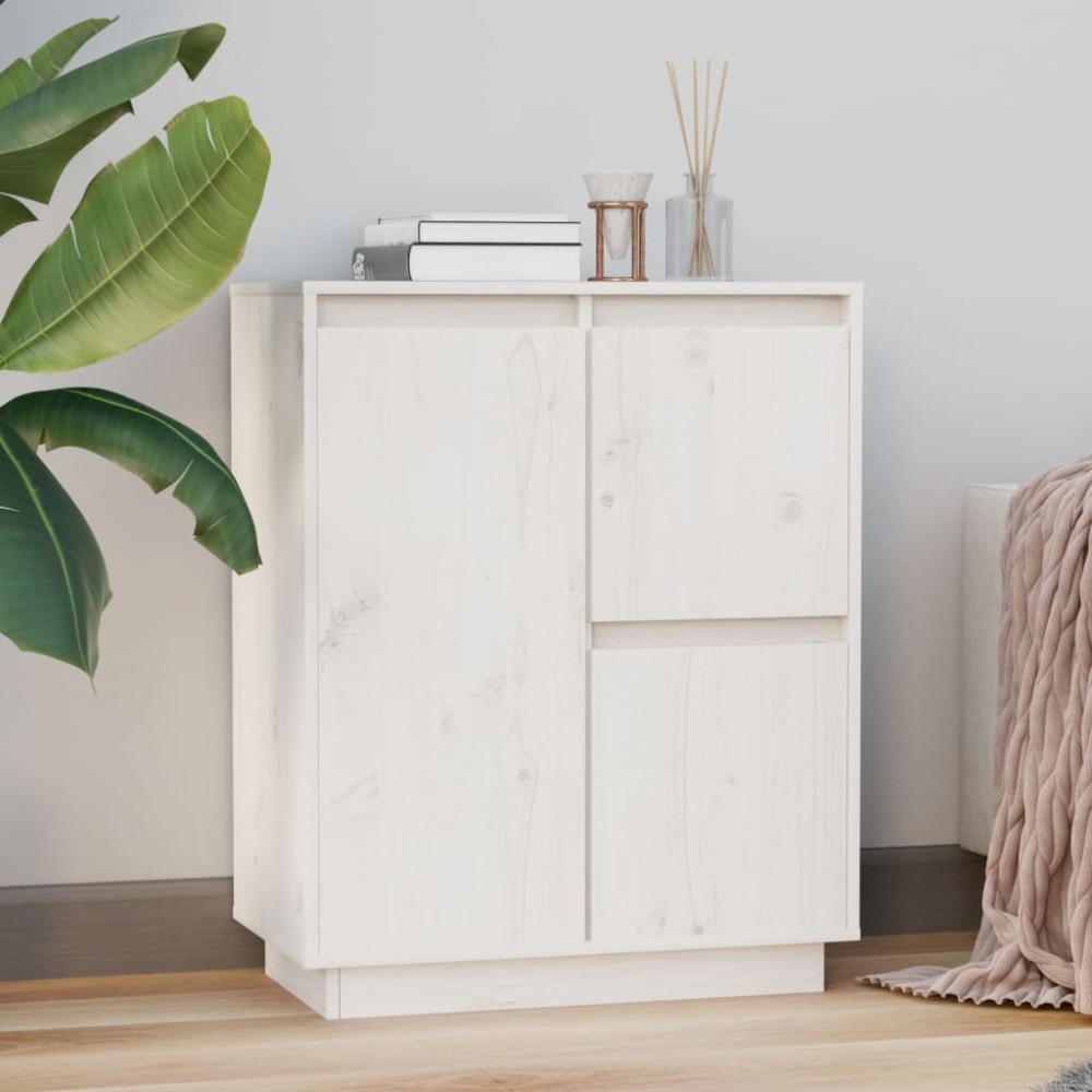 vidaXL Ντουλάπι Λευκό 60 x 34 x 75 εκ. από Μασίφ Ξύλο Πεύκου