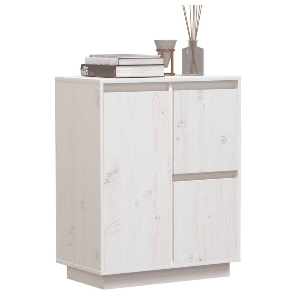 vidaXL Ντουλάπι Λευκό 60 x 34 x 75 εκ. από Μασίφ Ξύλο Πεύκου