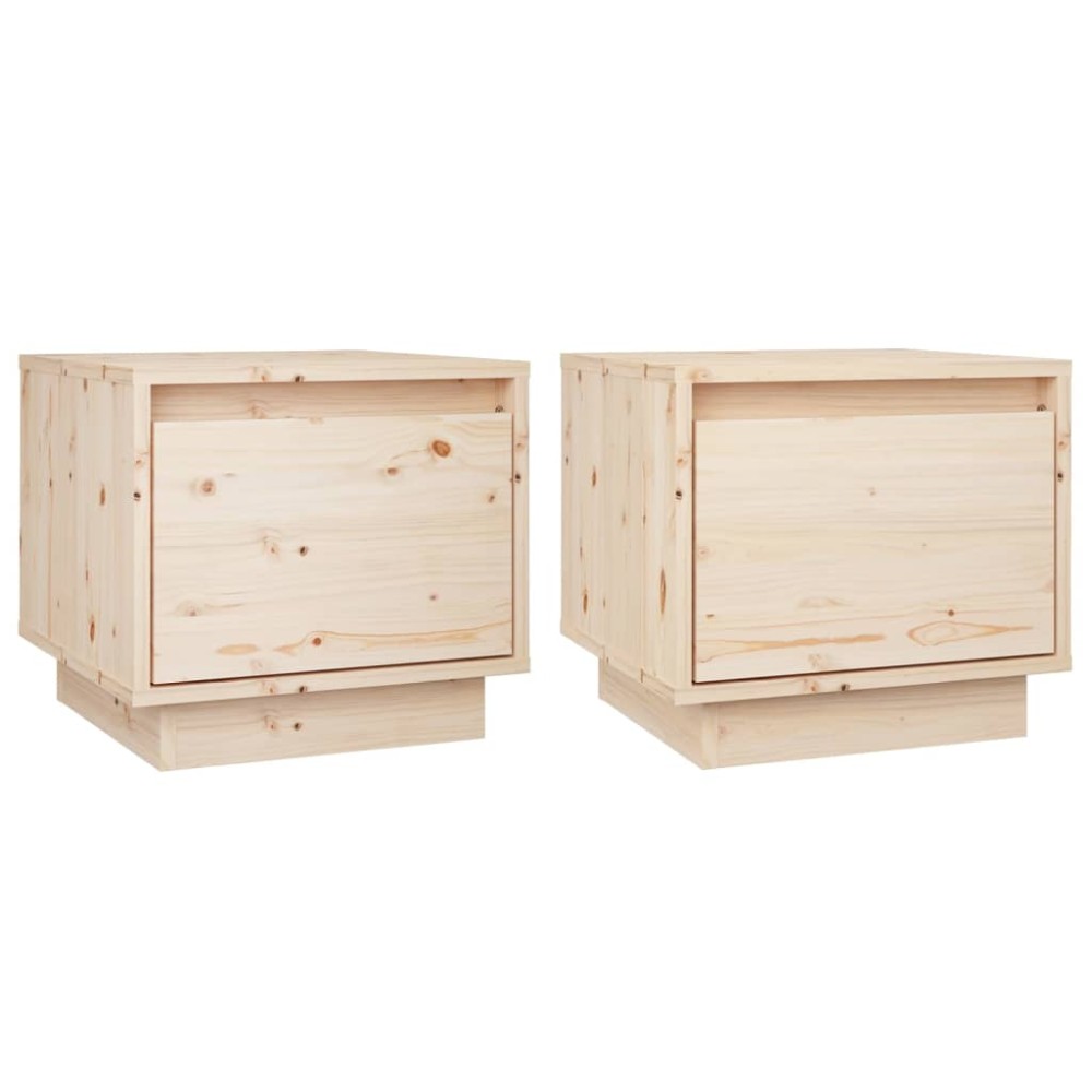 vidaXL Κομοδίνα 2 τεμ. 35 x 34 x 32 εκ. από Μασίφ Ξύλο Πεύκου