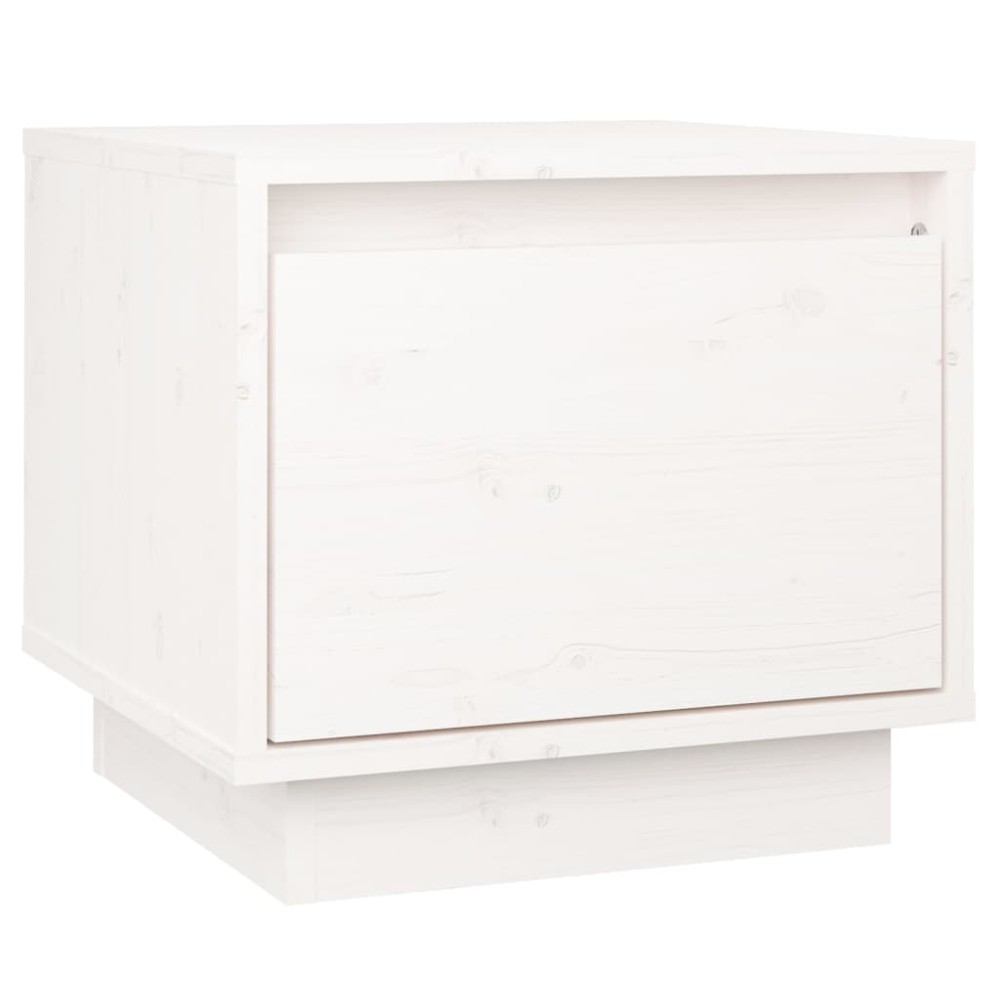 vidaXL Κομοδίνο Λευκό 35 x 34 x 32 εκ. από Μασίφ Ξύλο Πεύκου