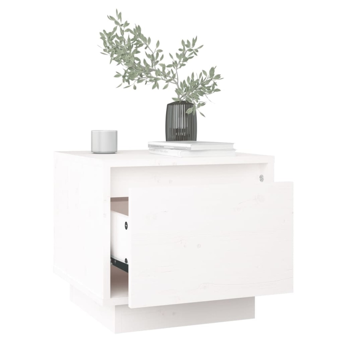 vidaXL Κομοδίνο Λευκό 35 x 34 x 32 εκ. από Μασίφ Ξύλο Πεύκου