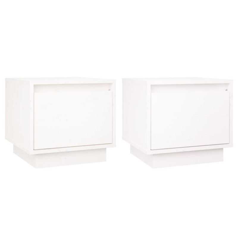 vidaXL Κομοδίνα 2 τεμ. Λευκά 35 x 34 x 32 εκ. από Μασίφ Ξύλο Πεύκου