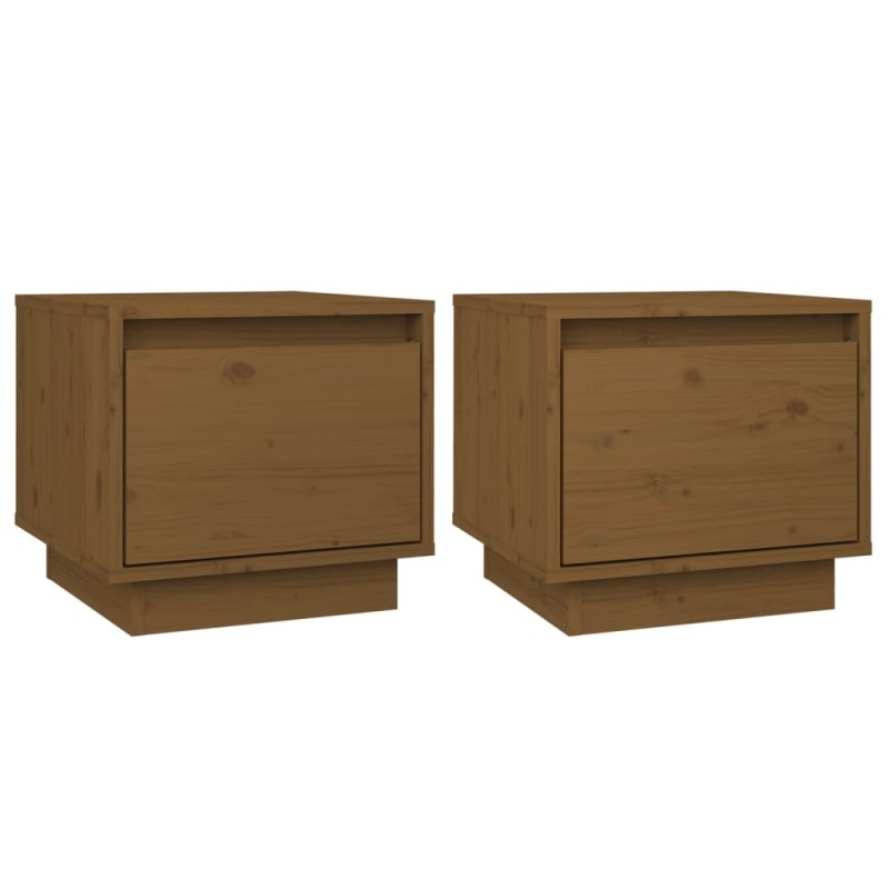 vidaXL Κομοδίνα 2 τεμ. Καφέ Μελί 35 x 34 x 32 εκ. Μασίφ Ξύλο Πεύκου