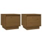 vidaXL Κομοδίνα 2 τεμ. Καφέ Μελί 35 x 34 x 32 εκ. Μασίφ Ξύλο Πεύκου