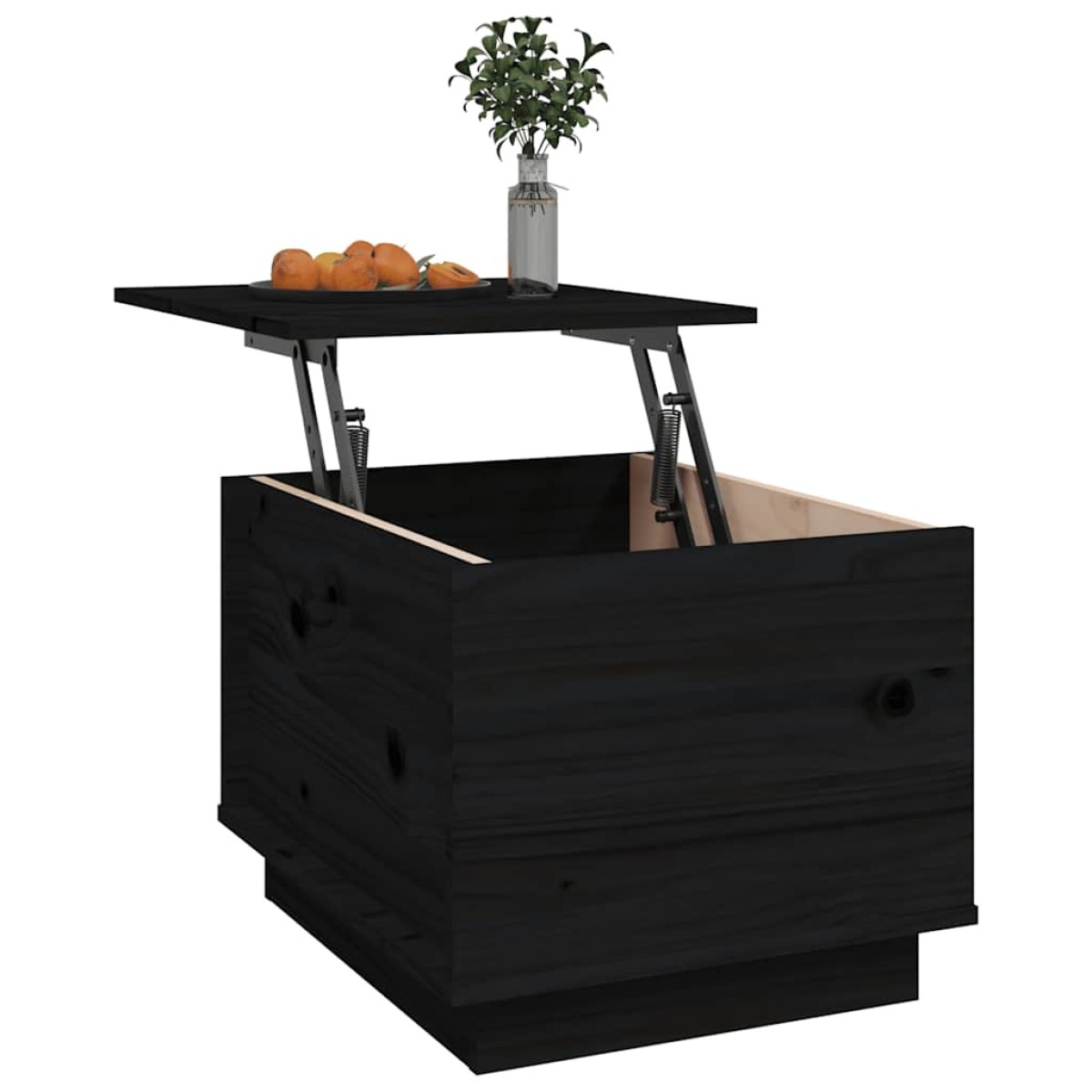 vidaXL Τραπεζάκι Σαλονιού Μαύρο 40x50x35 εκ. από Μασίφ Ξύλο Πεύκου