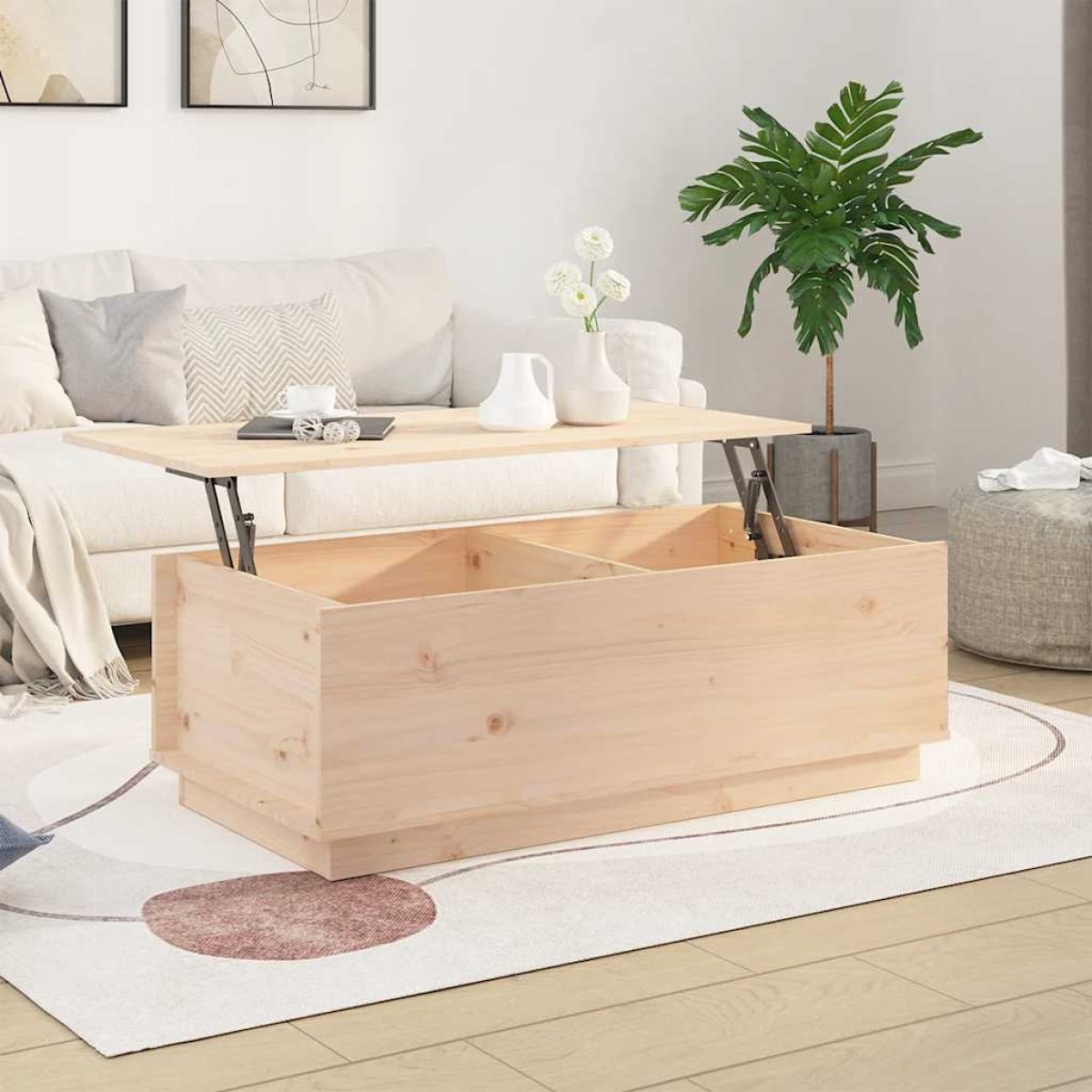 vidaXL Τραπεζάκι Σαλονιού Γκρι 100x50x35 εκ. από Μασίφ Ξύλο Πεύκου