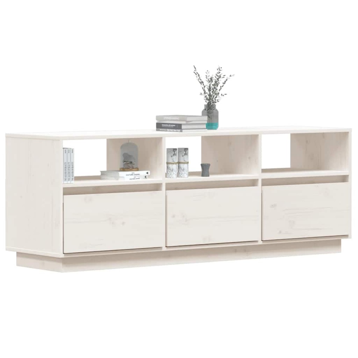vidaXL Έπιπλο Τηλεόρασης Λευκό 140 x 37 x 50 εκ. από Μασίφ Ξύλο Πεύκου