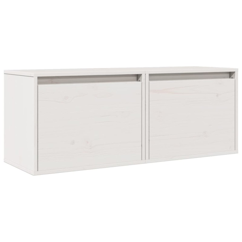 vidaXL Ντουλάπια Τοίχου 2 τεμ. Λευκά 45x30x35 εκ από Μασίφ Ξύλο Πεύκου
