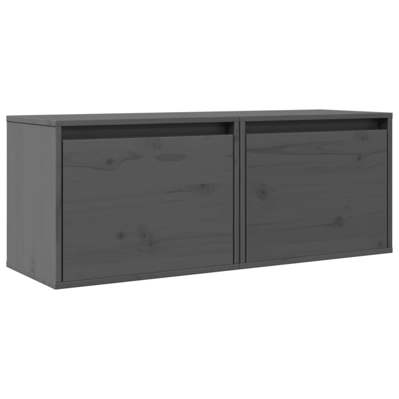 vidaXL Ντουλάπια Τοίχου 2 τεμ. Γκρι 45x30x35 εκ από Μασίφ Ξύλο Πεύκου