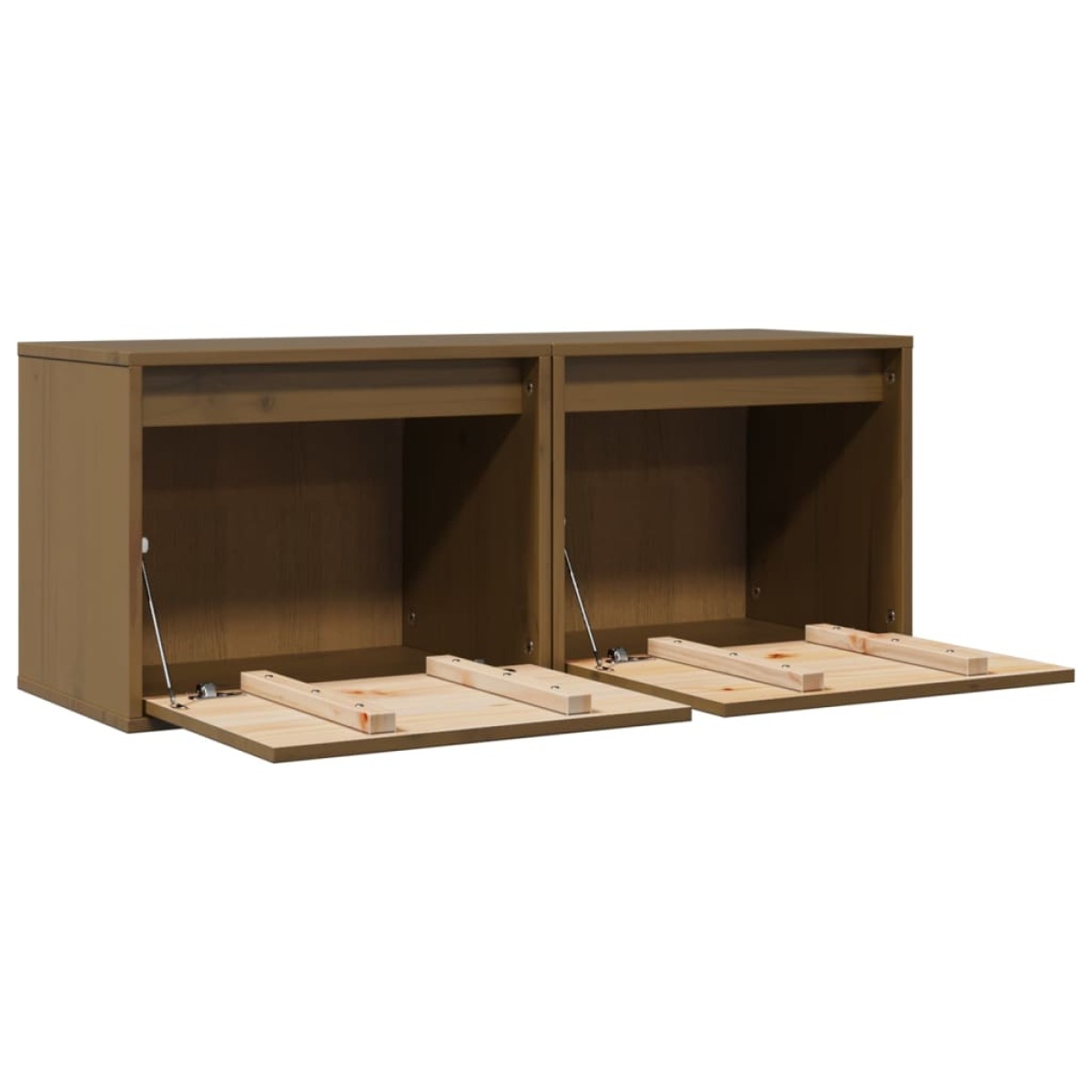 vidaXL Ντουλάπια Τοίχου 2 τεμ. Καφέ Μελί 45x30x35 εκ Μασίφ Ξύλο Πεύκου